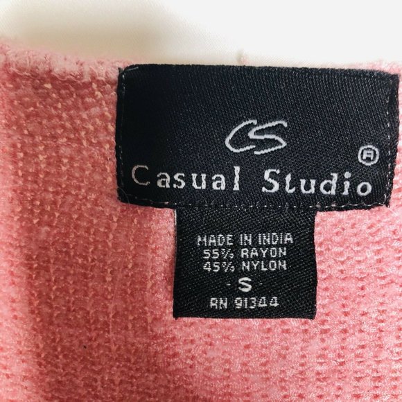 Casual Studio Small Women Pink Cardigan Open Front 3/4 Sleeve Topper Button Top - Picture 5 of 8
